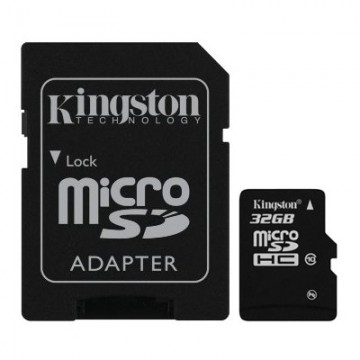 Carte mémoire 32 Go KINGSTON MICRO SDHC/SDXC - classe 10, adaptateur SD fourni Carte mémoire 32 Go KINGSTON MICRO SDHC/SDXC - classe 10, adaptateur SD fourni